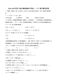 2024-2025学年上海市青浦高级中学高一（上）期中数学试卷（含答案）