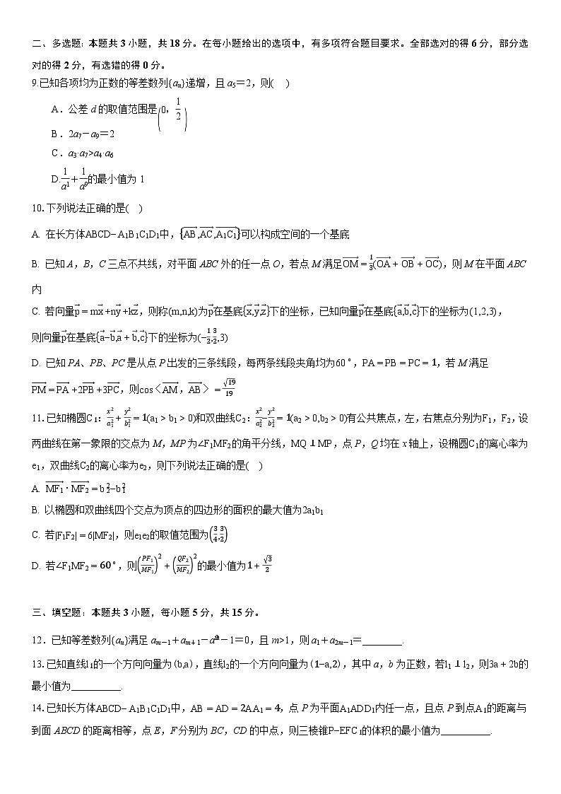浙江省义乌市第二中学2024-2025学年高二上学期11月阶段性考试数学试题第2页