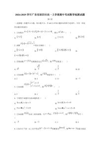 2024-2025学年广东省深圳市高一上学期期中考试数学检测试题