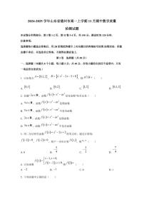 2024-2025学年山东省德州市高一上学期11月期中数学质量检测试题