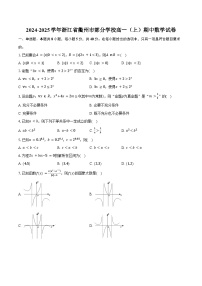 2024-2025学年浙江省衢州市部分学校高一（上）期中数学试卷（含答案）