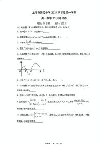 上海市洋泾中学2024-2025学年高一上学期12月月考数学试卷