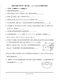 上海市华东师范大学第二附属中学2024-2025学年高二上学期12月阶段测试数学试题
