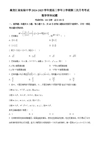 黑龙江省实验中学2024-2025学年高三上学期第三次月考数学试题（Word版附答案）
