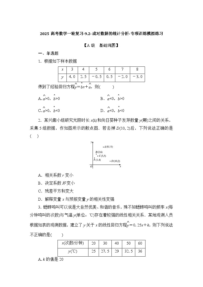 2025高考数学一轮复习-9.2-成对数据的统计分析-专项训练模拟练习【含解析】第1页