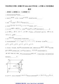 2024～2025学年上海市华东师范大学第二附属中学高二(上)12月阶段测试数学试卷(含答案)