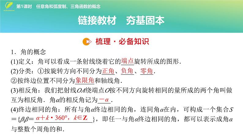 29 第4章 第1课时 任意角和弧度制、三角函数的概念-2025年高考数学一轮复习课件第5页