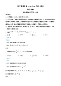 浙江省强基联盟2024-2025学年高二上学期11月期中联考数学试题（Word版附解析）