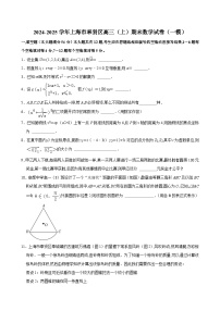2024-2025学年上海市奉贤区高三上学期高考一模数学试卷含答案