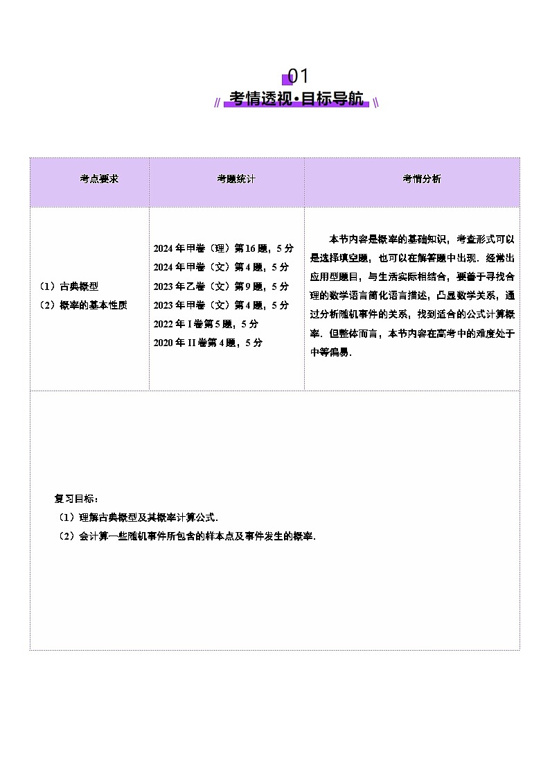 2025年新高考数学一轮复习第10章第05讲古典概型与概率的基本性质(八大题型)(讲义)(教师版)第2页