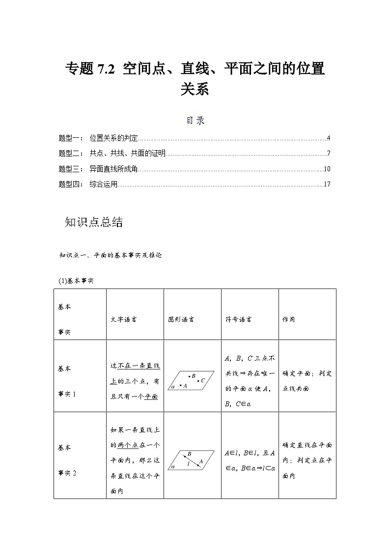 专题7.2 空间点、直线、平面之间的位置关系(解析版)第1页
