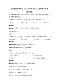 2024~2025学年浙江省杭州市某校高一(上)期中数学试卷(解析版)