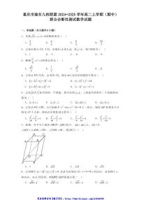 重庆市渝东九校联盟2024_2025学年高二(上)(期中)联合诊断性测试数学试卷(含解析)
