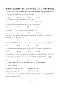 湖南省“金太阳联考”2024-2025学年高二（上）12月联考数学试题（含答案）