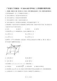 广东省江门市新会一中2024-2025学年高二上学期期中数学试卷（含答案）
