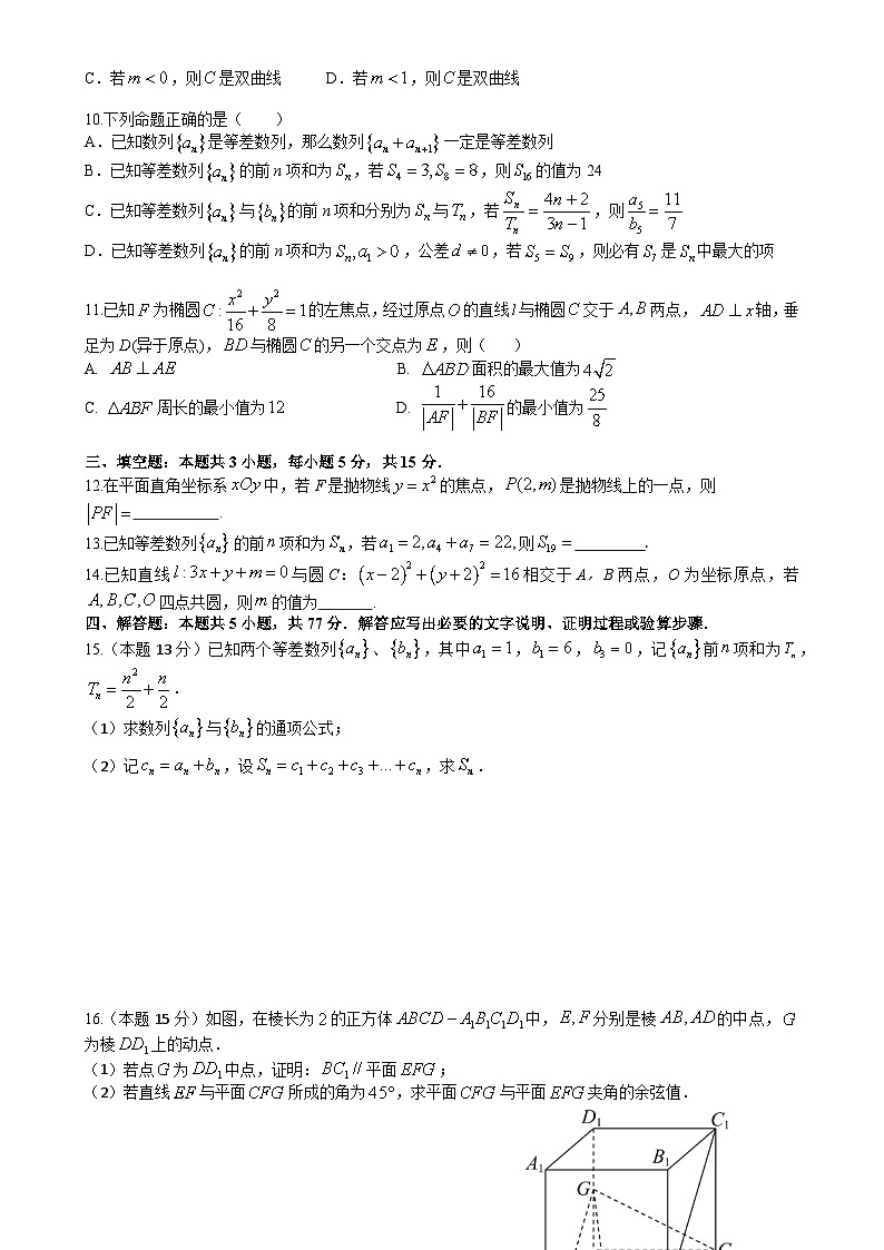 江苏省苏州市苏州国裕外语学校2024-2025学年高二上学期12月阶段性检测数学试题-A4第2页
