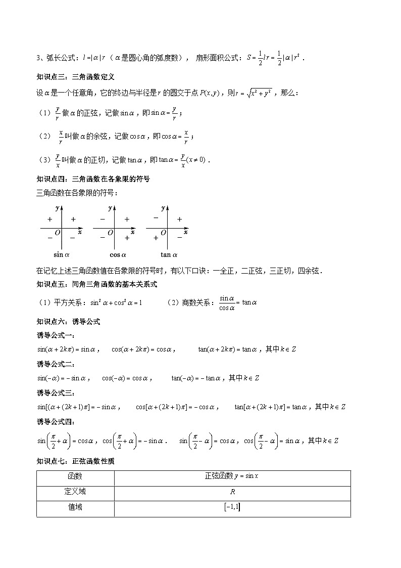 (复习课)人教A版高一数学寒假讲义第05讲 三角函数+巩固练习+随堂检测(原卷版)第2页