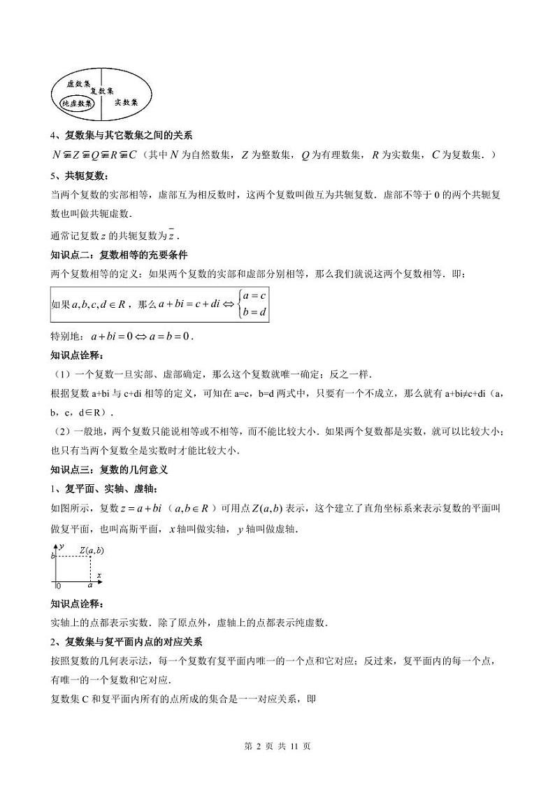 (预习课)人教A版高一数学寒假讲义第10讲 复数的概念+巩固练习+随堂检测(原卷版)第2页