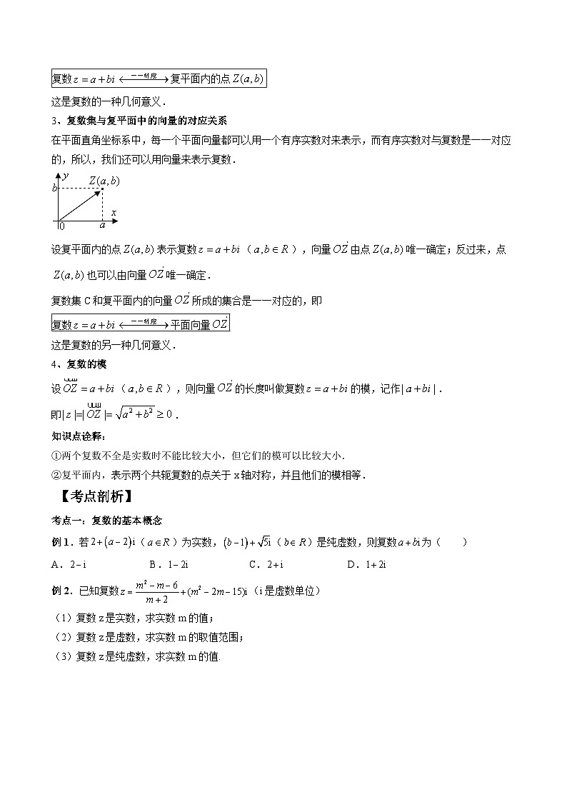 (预习课)人教A版高一数学寒假讲义第10讲 复数的概念+巩固练习+随堂检测(原卷版)第3页