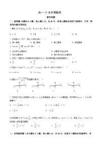 江苏省扬州市八校2024-2025学年高一上学期12月学情检测数学试卷（Word版附解析）
