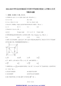 2024～2025学年北京市海淀区中关村中学知春分校高三(上)12月月考数学试卷(含答案)