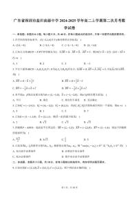 广东省深圳市盐田高级中学2024-2025学年高二上学期第二次月考数学试卷（含答案）
