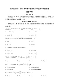 2025北京通州区高三上学期11月期中数学试题含解析