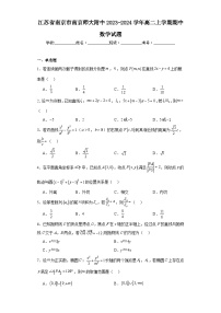 江苏省南京市南京师大附中2023-2024学年高二上学期期中数学试题