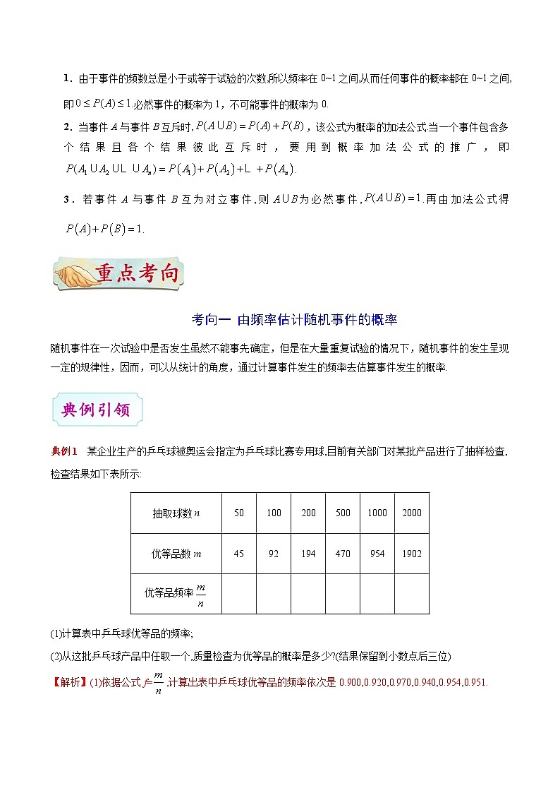 备战2025年高考理科数学考点一遍过学案考点50 随机事件的概率(附解析)第3页