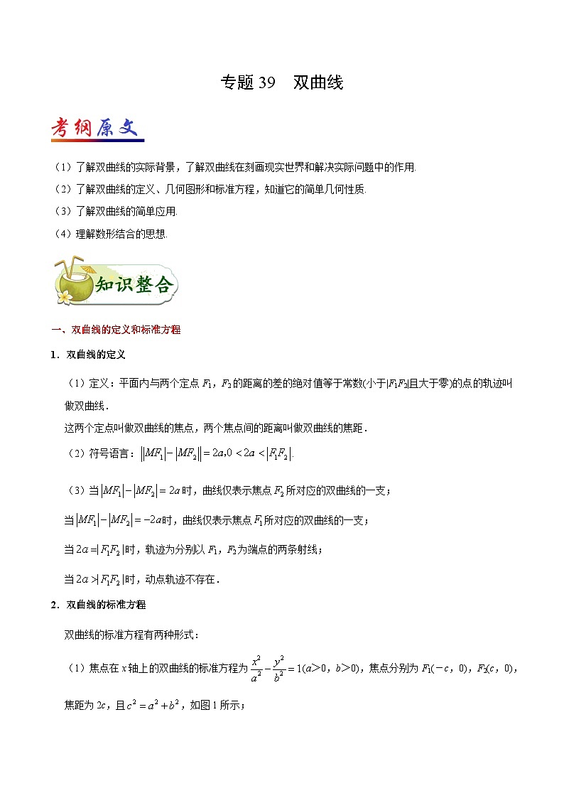 备战2025年高考理科数学考点一遍过学案考点39 双曲线(附解析)第1页