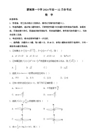 安徽省亳州市蒙城第一中学2024-2025学年高一上学期12月月考数学试卷-A4