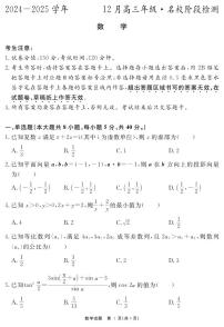 2025届安徽高三12月联考数学试题（含答案）