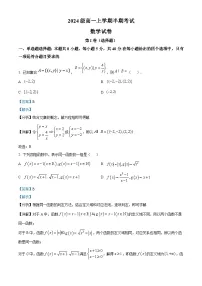 四川省眉山市第一中学2024-2025学年高一上学期12月期中考试数学试卷(Word版附解析)