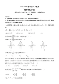 四川省成都市2024-2025学年高一上学期期末数学模拟1试卷（Word版附解析）