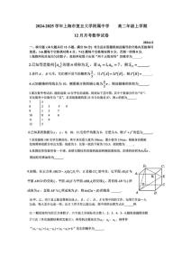 上海市复旦大学附属中学2024-2025学年高二上学期12月月考数学试题