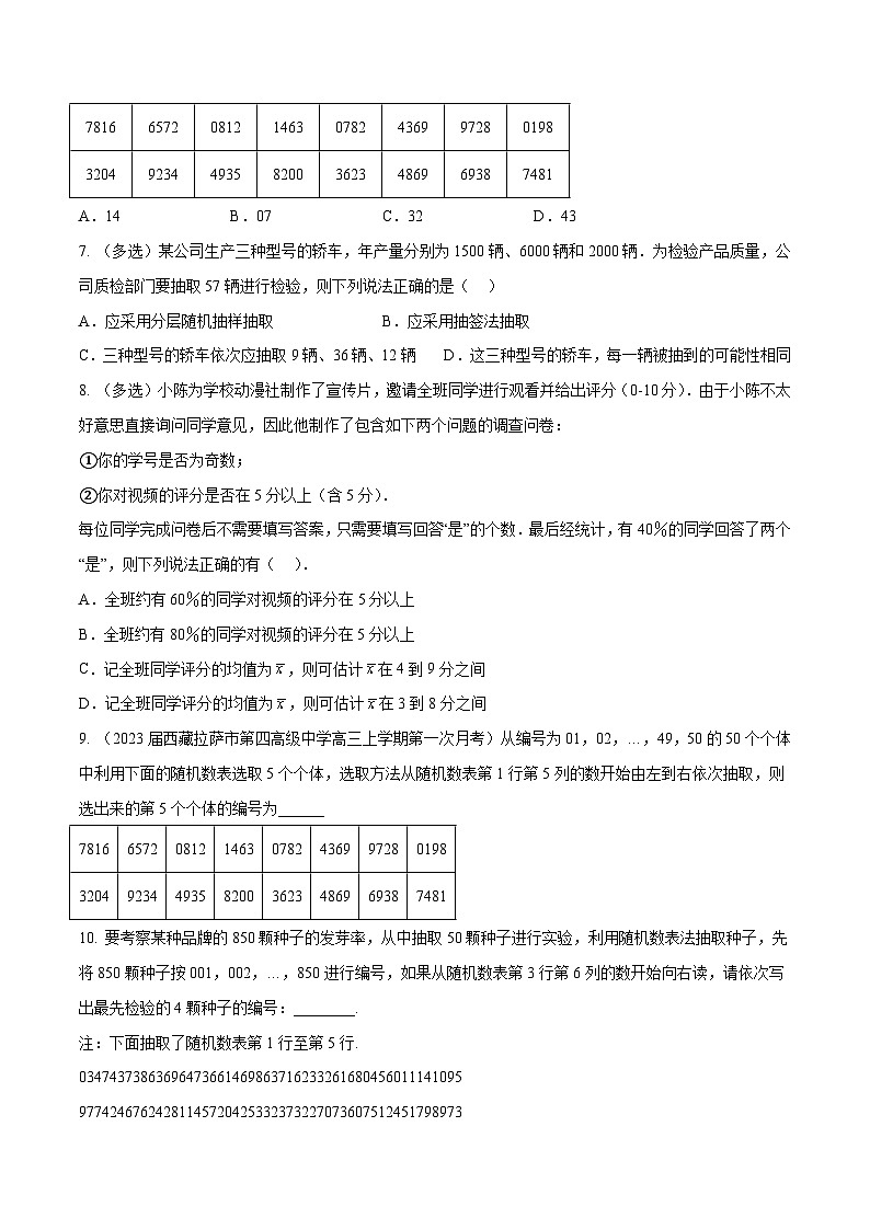 新高考数学一轮复习分层提升练习第46练 抽样方法(原卷版)第2页