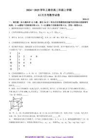 2024～2025学年上海市高二(上)12月月考数学试卷(含解析)