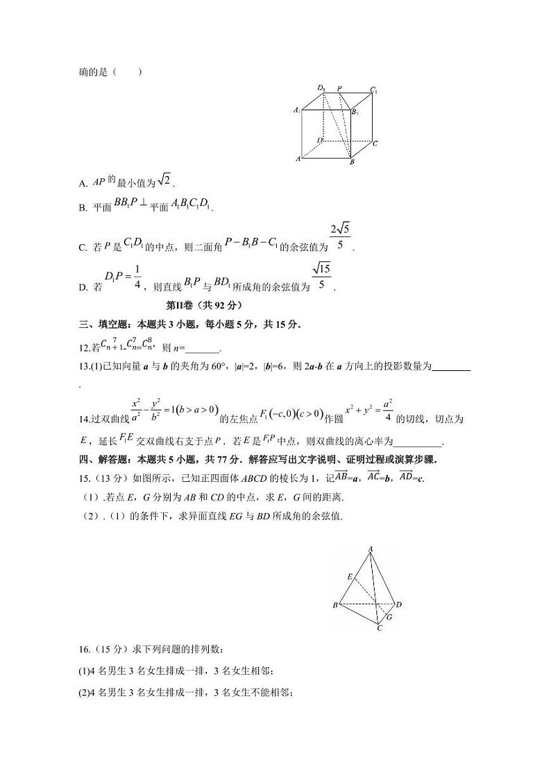 2024-2025学年陕西省渭南市华州区高二上学期第三次月考数学质量检测试题(含解析)第3页