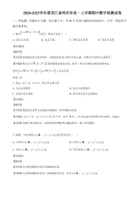 2024-2025学年黑龙江省鸡西市高一上学期期中数学检测试卷（附解析）