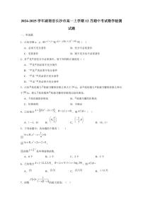 2024-2025学年湖南省长沙市高一上学期12月期中考试数学检测试题