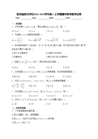 貴州省部分學(xué)校2024-2025學(xué)年高一上學(xué)期期中聯(lián)考數(shù)學(xué)試卷(含答案)