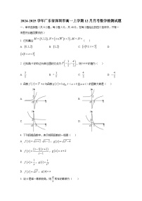 2024-2025学年广东省深圳市高一上册12月月考数学检测试题