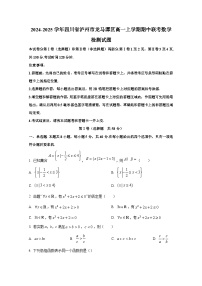 2024-2025学年四川省泸州市龙马潭区高一上册期中联考数学检测试题