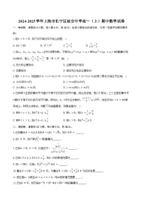 2024-2025学年上海市长宁区延安中学高一（上）期中数学试卷（含答案）
