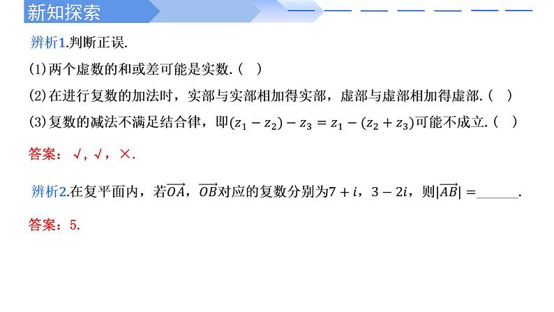 人教A版高中数学(必修第二册)同步教学课件7.2.1 复数的加、减运算及其几何意义第7页