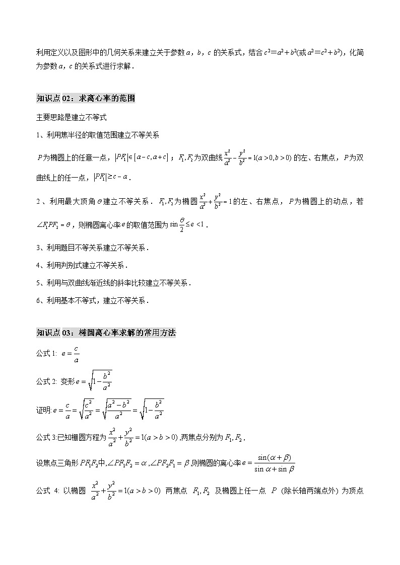 专题05 椭圆、双曲线中的离心率问题(思维导图+知识串讲+六大题型+过关检测)(解析版)第2页