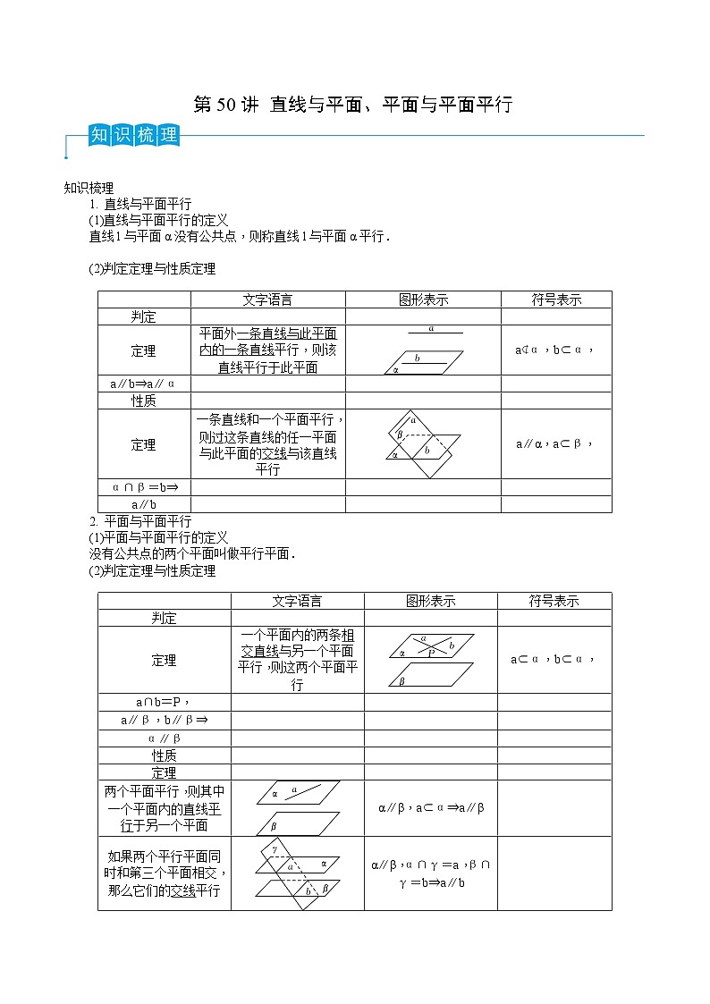 新高考数学一轮复习考点分类讲与练第50讲 直线与平面、平面与平面平行(解析版)第1页