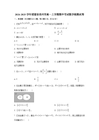 2024-2025学年福建省泉州市高一上册期中考试数学检测试卷