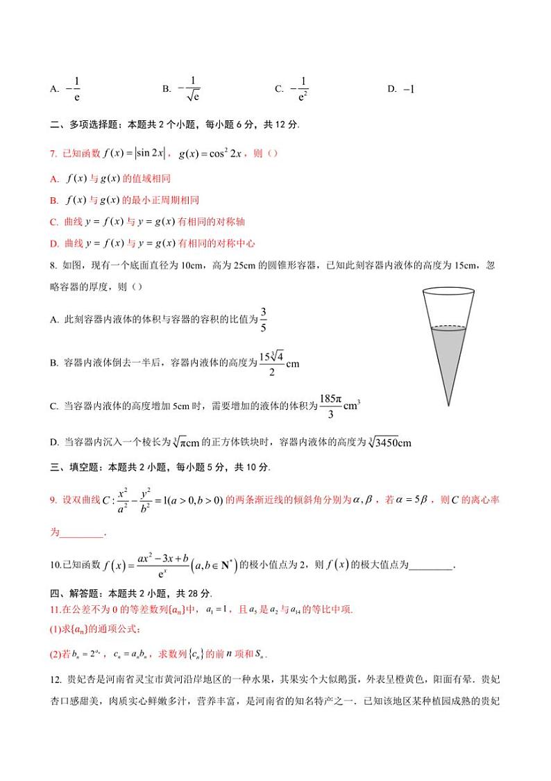2025届湖南省邵阳市洞口县高三(上)10月半月考数学试卷(含解析)第2页