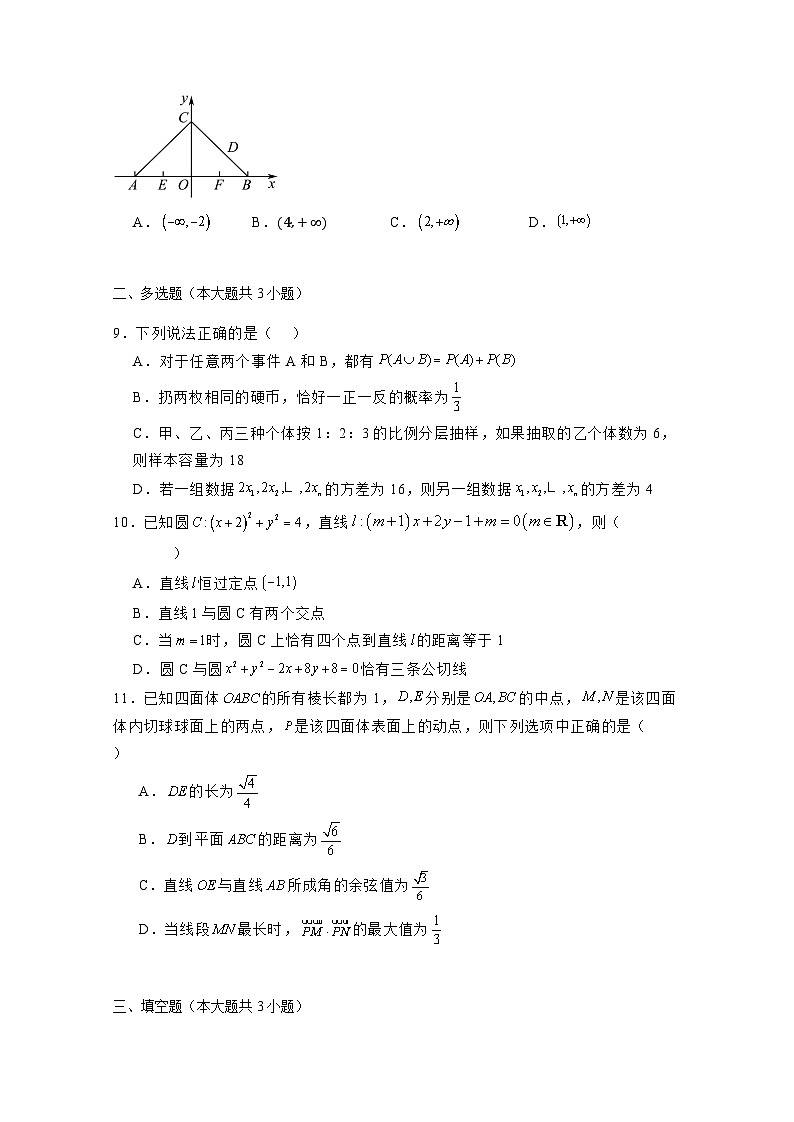 2024-2025学年四川省成都市高二上册期中考试数学检测试题(含解析)第2页